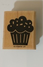 Cupcake Muffin Cibo Timbro in Gomma Montaggio in Legno 1,75" x 1,5" Stampin Up Party Hearty