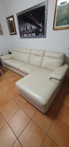 Divano vera pelle beige - pelle,