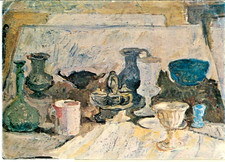 ELIO ROMANO: NATURA MORTA - CARTOLINA CON OPERA DEL MAESTRO-ARTE CLUB CATANIA