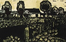 Wolfgang Jörg Gehöft Garten Berliner pressa a mano firmata Linoldruck 4/100