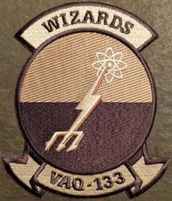 USN Navy Electronic Attack Squadron VAQ-133 Wizards Patch DESERT TAN VINTAGE NOS!