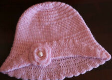 CAPPELLINO HAND MADE UNCINETTO BIMBA NEONATO CIRC.33 CM LANA BABY FIORE (ECU 19)