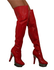 Stivali coscia rosso vernice