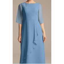 Abito midi AW BRIDAL 6 S blu polvere Tanya madre sposa festa formale nuovo b23