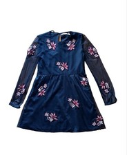 ZARA  Abito babydoll con maniche a rete ricamato floreale nero Taglia S Donna 