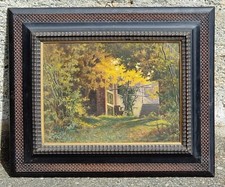 Camillo Merlo (Torino 1856 - 1931) La casa nel bosco 1912 , olio su cartone 