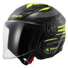 Casco Jet Ls2 OF616 Airflow 2 Brush Nero Lucido H-V Giallo