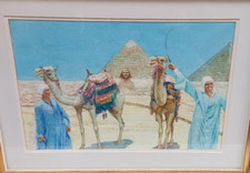 DIPINTI ACQUARELLO -- COPPIA DIPINTI   DEL '900  "ORIENTALISTA" EGITTO VINTAGE