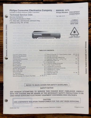 Philips magnavox cd910 - /, cd920