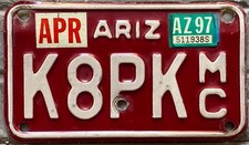 Targa MOTO Originale USA ARIZONA Grand Canyon NUMERAZIONE IN RILIEVO Harley RARA