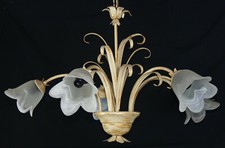 Lampadario per open space in stile shabby chic con 5 luci art.457 avorio e oro 