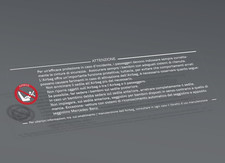 ADESIVO AVVERTENZE AIRBAG ALETTA PARASOLE MERCEDES ANNI '90 |  19x6 cm
