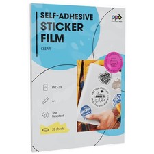 CARTA VINILE ADESIVA TRASPARENTE A4 20 FOGLI INKJET STAMPANTI ALTA QUALITÀ RESIS