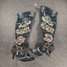 Stivali al ginocchio Y2K denim