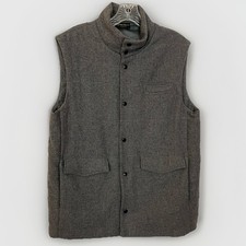 Allen Edmonds taglia L grigio lana cashmere gilet snap foderato davanti drumohr Italia