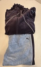 Puma TrackSuit Velour Uomo XXL Navy Giacca Full Zip XL Pantaloni Blu Chiaro