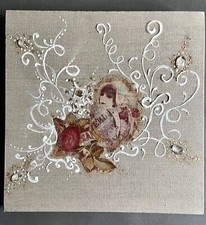 Quadro dipinto a mano su tela / Stencil e Decoupage / Quadretto In Legno