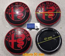 4 COPRIMOZZI ALFA ROMEO GIULIETTA MITO BRERA 147 TAPPI RUOTA ROSSO RED 50MM
