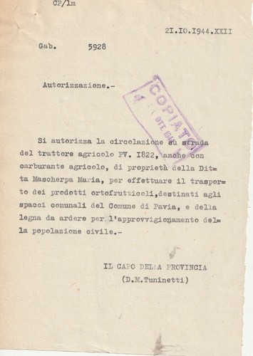 Z004 pavia autorizzazione - '44,