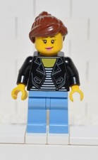 Lego City cty1283 Donna autista guidatrice giacca pelle nera capelli coda