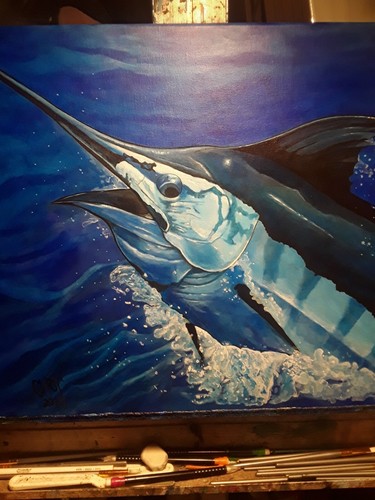 Marlin blu acrilico tela - marlin, su