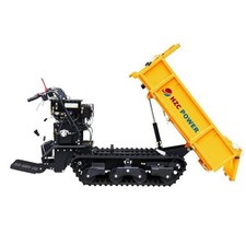 Minidumper cassone piatto, carico 1 T, trasmissione a catena, benzina 15 CV, dispositivo di ribaltamento.