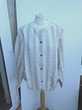 Giacca Denim & Co. misto lino testurizzata panna nera nuova taglia XL