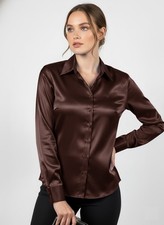 Coffee Elegant Women Satin