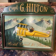 RARO Vintage Country Corner Dipinto a Mano Aereo 3D Appendiabiti da Parete in Legno EXC