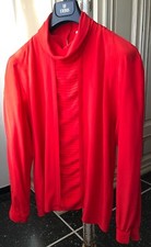 CAMICIA RENEL BOUTIQUE - PURA SETA - COLORE ROSSO - MANICA TAGLIATA A TRAPEZIO