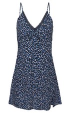 Robe Tommy Jeans courte BRETELLES fleurs Ditsy floral lace dress navy DW15188