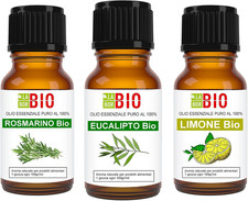 Set Benessere 3 Oli Essenziali Rosmarino - Eucalipto - Limone 100% Puri Naturali