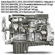 Detroit Diesel DD13 DD15 DD16 EPA07-10-GHG14, Manuali Riparazione Negozio 4 in 1 CD!!
