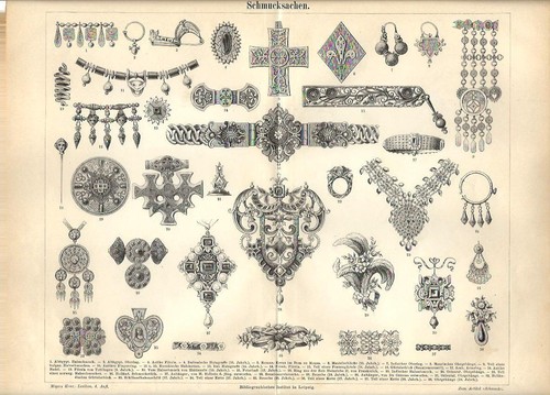 Stampa antica gioielli collane - antica,