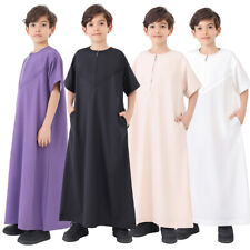 Dubai Bambini Ragazzi Caftano Arabo Thoub Thobe Abaya Islamico Abiti Lunghi Daffah Dishdash