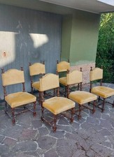 6 Antiche Sedie Stile Rocchetto Scranni Primi 900 Velluto Poltrone Antichità 