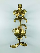 Applique da parete in ferro battuto oro antico con foglie d'acanto ad una luce