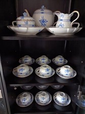 herend servizio the da 12 bianco con disegnini blue