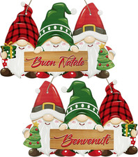 Decorazione Natalizia per Porta Fuoriporta Natalizio in Legno, Motivo Gnomi Con 