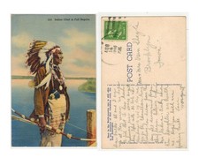 Capo indiano in completo Regalia cartolina d'epoca 1946