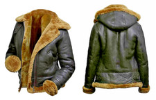 Felpa con cappuccio RAF Aviator uomo B3 pelle di pecora vera pelle di shearling volo bomber giacca