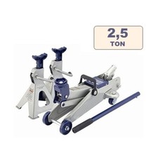 Cric/Sollevatore/Martinetto idraulico a carrello+Cavalletti/Jack 2 pz per auto