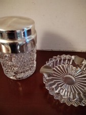 porta sigarette da tavolo e posacenere in cristallo vintage.