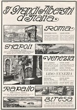PUBBLICITA' 1924 GRANDI ALBERGHI D'ITALIA ROMA NAPOLI STRESA RAPALLO SORGIANI