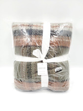 Pottery Barn Stewart Plaid Pelliccia Ecopelliccia Back Throw Coperta Loden 50 x 60 NUOVO