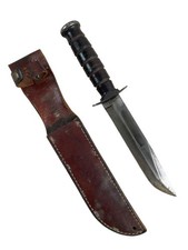 WW2 US USMC Coltello Ka-Bar con fodero in pelle Camillus