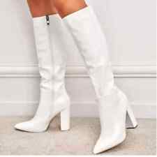 stivali donna ginocchio tacco quadrato 10.5 cm bianco pelle sintetica 29196