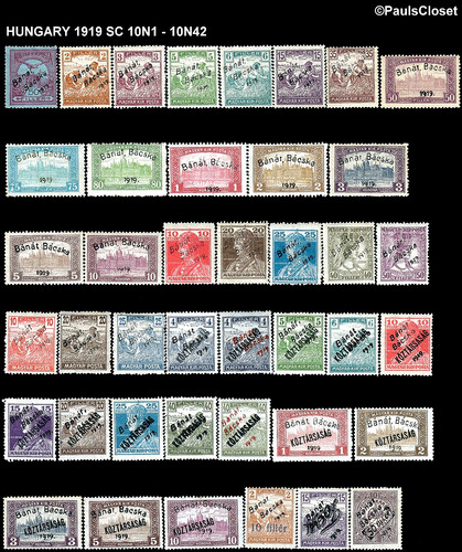 Ungheria 1919 10n1 10n42 - sc, 10n1-10n42