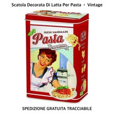 SCATOLA DI LATTA Per Pasta Da Dispensa Contenitore In Metallo Decorato • Vintage
