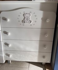 cassettiera fasciatoio erbesi bianco con orsetto e swarovski